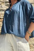 Shayle Indian Cotton Smock Shirt Navy